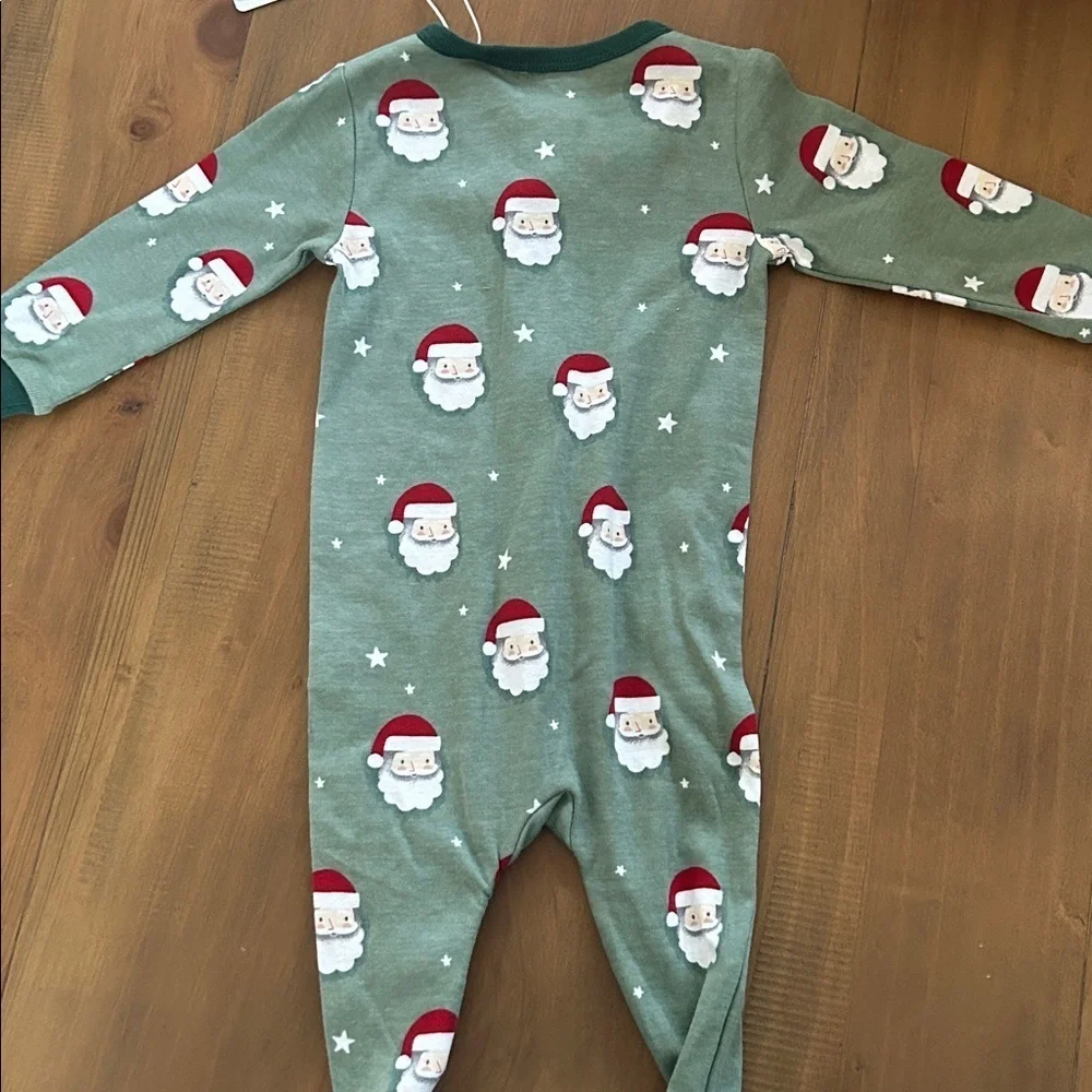 NWT Christmas Petit Lem Festive Green Santa Onesie